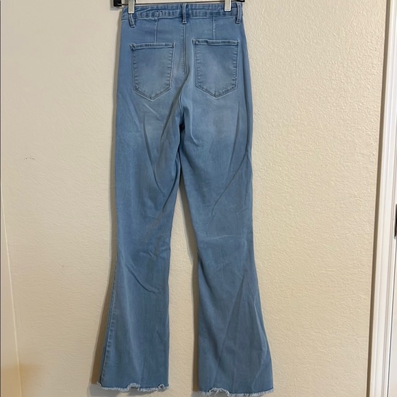 Fashion Nova Blue Flare Wide Leg Jeans - Picture 3 of 4